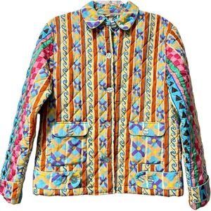 NEW Helmstedt OOAK Quilted Artwear Jacket Cotton Silk Painterly Print S/M